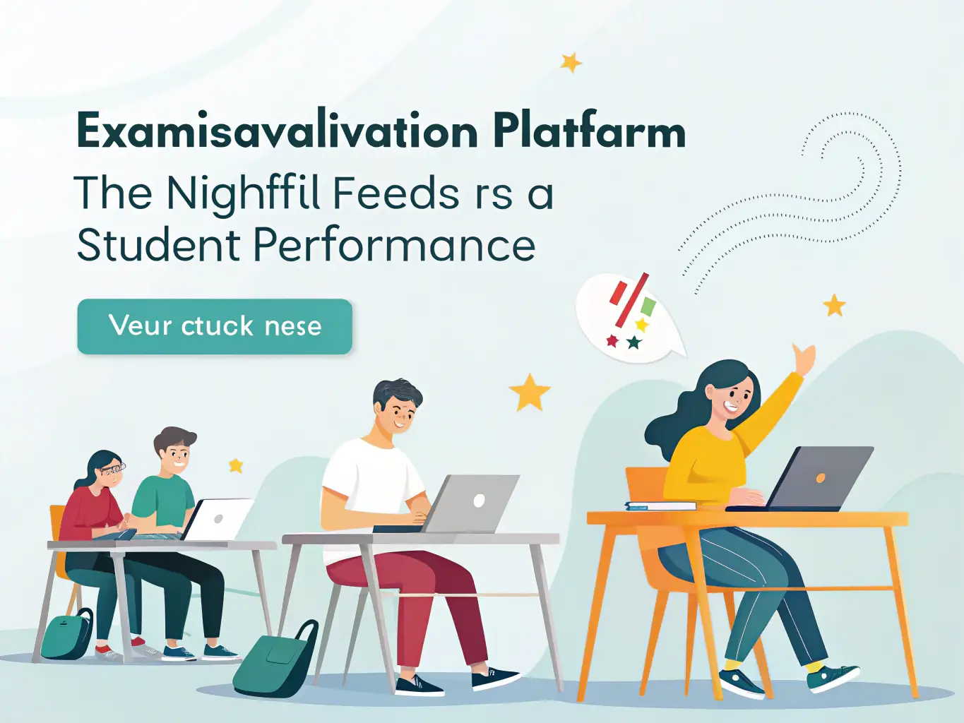 A graphic representation of an automated online course interface, showing AI-driven assessments, personalized feedback, and progress tracking. The design emphasizes efficiency and tailored learning.